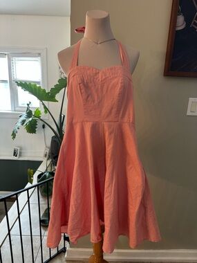 Halter Neck Coral Pink Mini Dress